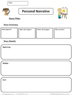 the personal narrative worksheet is shown in this format for students to learn how to write