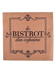 a pink towel with the words bistrot des coupins on it and an ornate