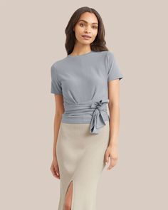 Jude Cropped Wrap Blouse  |  Modern Citizen Spring Business Casual Fitted Blouse, Elegant Wrap Top With Tie Waist For Work, Elegant Workwear Wrap Top With Tie Waist, Chic Spring Wrap Top With Tie Waist, Versatile Wrap Top With Tie Waist, Elegant Wrap Top For Spring, Elegant Faux Wrap Blouse For Spring, Elegant Spring Wrap Top, Elegant Spring Faux Wrap Blouse