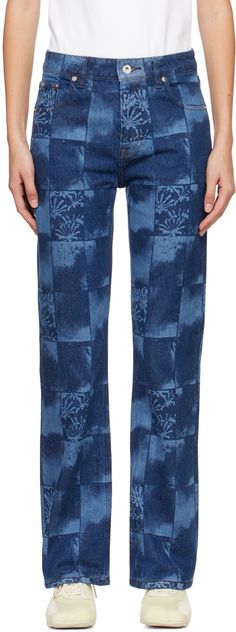 Non-stretch denim jeans. Graphic pattern laser-etched throughout · Belt loops · Five-pocket styling · Zip-fly Supplier color: Indigo Blue Laser, Twill Skirt, Group Project, Printed Jeans, Tank Top Camisole, Winter 2023, Hand Work, Grey Khakis, Lounge Pants