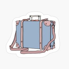 a blue suitcase with pink straps sticker