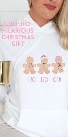 Cute Gingerbread Christmas Sweatshirt Gift For Her Pink Christmas Party Outfit Funny Christmas Gift Christmas Party Outfit, Hoodie For Women