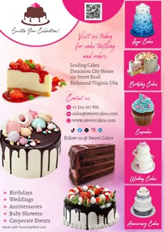 Editable Cakes, Bakers, Pastries Confectionery Desert Cake Banner Flyer Add