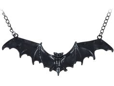 PRICES MAY VARY. UNIQUE DESIGN - Necklace featuring frightening Halloween flying bat design with black enamel paint and alloy metal VERSATILE JEWELRY - Perfect for a Halloween costume, makes a great present BEAUTIFULLY PACKAGED - Most of our jewelry arrives in a complimentary gift box, while bigger pieces are packed in elegant organza bags making them ready to gift for loved ones BEAUTIFULLY PACKAGED - Most of our jewelry arrives in a complimentary Alilang gift box, while bigger pieces are packe Black Halloween Jewelry With Adjustable Chain, Halloween Black Chain Necklace, Black Chain Necklace For Halloween, Halloween Black Metal Necklace, Flying Bat, Metal Chain Necklace, Halloween Black, Enamel Paint, Black Enamel