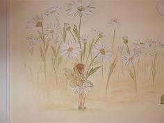 a child's drawing of a fairy with daisies