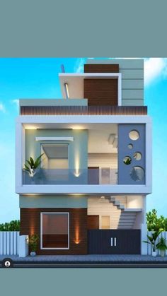 this is a 3d rendering of a modern house in the daytime time with stairs leading up to the second floor