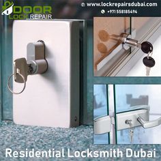 an image of residential locksmith dubai with pictures and instructions to install them on the door