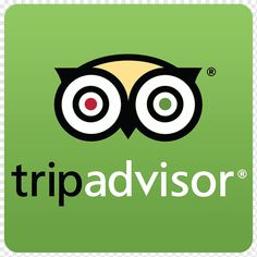 the tripadvisor logo is shown on a green square with black and yellow eyes