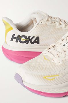 "Find HOKA ONE ONE Clifton 9 Mesh Sneakers on Editorialist. Hoka One One's 'Clifton 9' sneakers are knitted from breathable, engineered mesh that delivers \"lightweight; foot-hugging comfort.\" Perfect for daily runs, the EVA foam midsoles and extended heel crash pads ensure a soft landing every time." Hoka Clifton 9, Clifton 9, Hoka Clifton, Hoka Shoes, Mesh Sneakers, Hoka One One, Eva Foam, Christmas Wishlist, Sneakers White