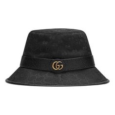 (WMNS) Gucci GG Canvas Bucket Hat With Double G 'Black' 576587-4HG53-1060 Designer Gucci Hat With Short Brim, Grey Gucci Bucket Hat, Bucket Hat Gucci, Luxury Black Bucket Hat For Women, Gucci Luxury Bucket Hat, Gucci Bucket Hats, Gucci Hats, Jordan Hats, Gucci Bucket Hat