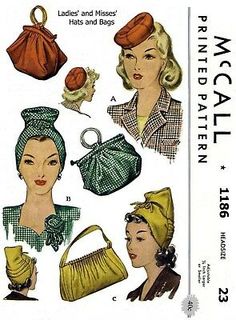 1940s Hats, Patron Vintage, Hat Patterns To Sew, Fabric Sewing Patterns, Vintage Millinery, Vintage Dress Patterns, Unique Hats, Bag Fabric, Millinery Hats