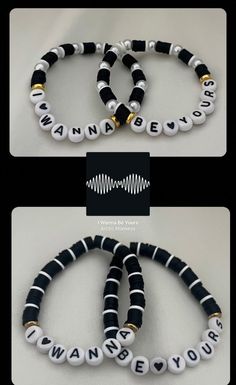 "artic monkeys \"i wanna be yours\" matching clay beaded bracelets!  (also sold separately, dm me)  -perfect for couples and gifting! -bracelets are made with a stretchy elastic string to ensure a perfect fit - all are roughly the same size, but if you have a preference please let me know  -comes with extras 💕 feel free to contact me with any questions or concerns!" Beaded Bracelets To Make For Your Boyfriend, Couple Crafts To Do Together, Cute Bracelets For Couples, Matching Clay Bead Bracelet, Couple Bracelets Clay Beads, Matching Clay Bracelet Ideas, Matching Rubber Band Bracelets, Couples Bracelets Beads, Clay Beads Matching Bracelets