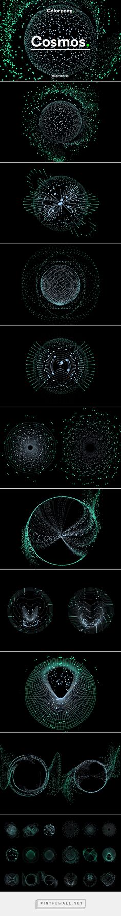 an array of different lines and shapes in the shape of circles, with green lights on them