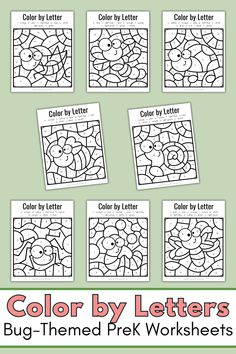 color by letter worksheets for kids to learn how to draw and paint flowers