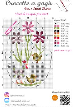 a cross stitch pattern with flowers in the center and text that reads, crochet a