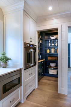 the kitchen is clean and ready to be used as a pantry for cooking food or other things