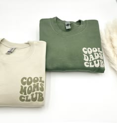 Embroidered Cool Moms-Dads Club Sweatshirt, Mama Sweater, Mother's Day Gift-present, Mom-Dad Shirt, Special Parent shirt, Baby Announcement The products in the picture are made with military green thread color on a sand sweatshirt and  with sand color thread on a military green sweatshirt. 💕WELCOME TO Love Stitches Co If you are looking for soft, comfy, first-rate sweatshirts, you're in the right place! Here at Love Stitches Co, we love what we do and strive to make your shopping experience jus Gifts From Baby To Dad Christmas, Cool Dads Club, Mama Graphic Tees, Cool Pregnancy Outfits, Dad Sweaters, Mom And Dad Shirts, Cool Parents, Momma Shirts, Mom T Shirts