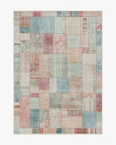 a multicolored patchwork rug with many different colors