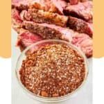 the recipe for homemade coffee rubs is shown in front of an image of meat