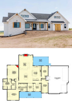 New American Farmhouse Floor Plan Showcases the Beauty of Open Concept Living Open Concept Kitchen Living Room Layout House Plans, Main Floor Layout Open Concept, Open Concept Kitchen Dining Living Room Floor Plan, Ranch Floor Plans Open Layout, 2000 Sq Ft House Plans Farmhouse, Open Floor Plan Kitchen Dining Living, Open Concept Ranch Home, House Plans Walkout Basement, One Level Farmhouse Plans