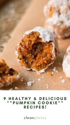 healthy and delicious pumpkin cookie recipe with text overlay that reads, 9 healthy & delicious pumpkin cookies