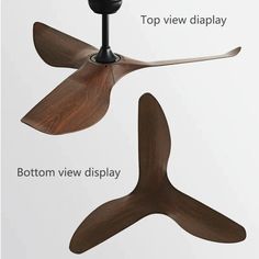 an image of a ceiling fan with two blades attached to the blade and top view display