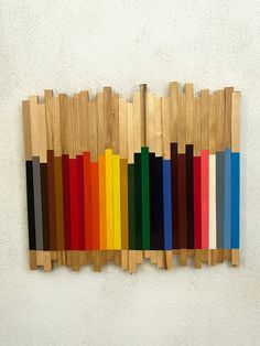 a group of wooden slats with different colors on them