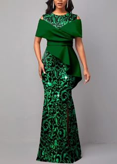 ROTITA Hot Stamping Floral Print Green Maxi Dress fall dresses, fall dresses, bridemaids dresses, sunmer dresses #dressesvideo #dressesforrentandmore #dresseslounge, dried orange slices, yule decorations, scandinavian christmas Nigerian Wedding Outfits For Women, Hawaiian Formal Dress, Elegant Dresses For Women Over 40, Xxl Size Dresses Style, Lace Styles For Women, Printed Dress Designs, Samoan Dress, Lace Styles For Wedding, Women Party Dresses