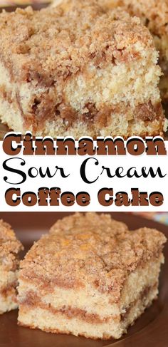 cinnamon sour cream coffee cake on a plate