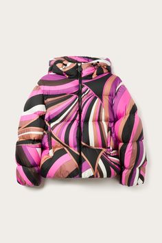 Iride-Print Padded Jacket Wardrobe Edit, Yoko London, Pattern Play, Purple Hues, Exclusive Fashion, Emilio Pucci, Funnel Neck, Ski Wear, Padded Jacket