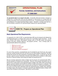 the operational plan is an important document for any organization that needs to use it in order to