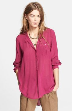 Free People Boyfriend Button Down Top | Nordstrom Boho Denim, Cheap Online Shopping, Free People Denim, Denim Jacket Women, Long Sleeve Tunic, High Low Hem, Boyfriend Jeans, Free People Tops, Women Long Sleeve