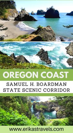 oregon coast with the words state scenic corridor on it and an image of some rocks in the water