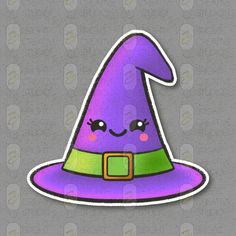 a purple and green witch hat with eyes