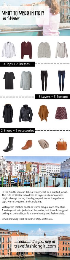 an info sheet showing the different types of clothing and how to wear them in italy