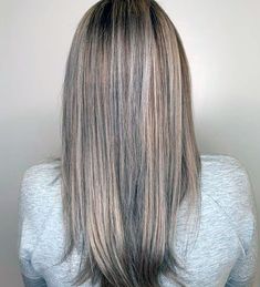 Hair Going Grey, Lowlights For Brown Hair, Brown Hair Going Grey, Grey Hair Lowlights, Ash Brown Hair With Highlights, Brown Hair With Lowlights, Grey Blending, Grey Hair Coverage