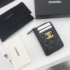 Brand New Authentic 2022 Chanel Caviar Quilted Zip Card Holder Wallet In Caviar Leather From 22b. This Has 4 Slots On The Outside, Makes It Super Convenient. Color Is Black. Comes With Full Set: Authenticity Seal Inside, Tag, Box, Dust Bag, Ribbon, Camilla Flower Hardware Is Gold Designer Black Compact Coin Purse, Luxury Coin Purse With Original Box, Designer Evening Wallets With Rfid Blocking, Designer Rfid Blocking Wallets For Evening, Designer Compact Card Holder With Card Slots, Luxury Rfid Blocking Coin Purse, Designer Compact Wallet With Card Slots, Designer Compact Wallets With Card Slots, Luxury Rfid Blocking Rectangular Coin Purse