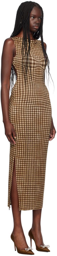 Find MIAOU Brown Selena Maxi Dress on Editorialist. Deadstock stretch tencel jersey dress. Modified check pattern printed throughout. · Cowl neck · Vent at side seam · Cutout at back Supplier color: Warped plaid Check Pattern, Jersey Dress, Cowl Neck, Fashion Inspo Outfits, Apparel Accessories, Nice Dresses, Long Dress, Fashion Inspo, Dress Outfits