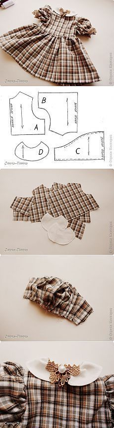 three pictures of different patterns and sizes of clothing on a white tablecloth with scissors