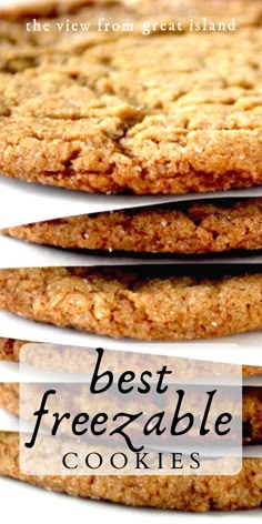 three cookies with the words best freezable cookies in front of them and an image of