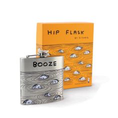 the hip flask is next to an orange box