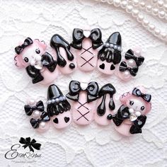 Blk Nails, Fake Nails Designs, Art Deco Nails, Girly Acrylic Nails, Pretty Gel Nails, Really Cute Nails, Soft Nails, Kawaii Nails