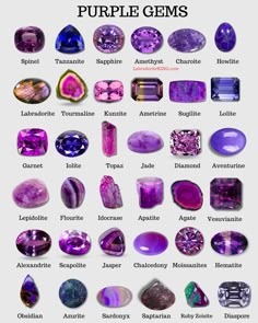 Gemstone List, Beaded Beads, Purple Gems, Crystals Healing Properties, Magical Jewelry, Crystal Healing Stones