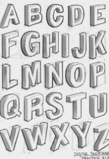 the alphabet is made up of letters and numbers, all in different shapes with one letter missing