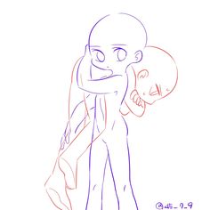 a drawing of a cartoon character holding onto another character's head with one hand