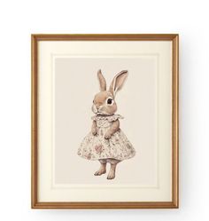 a painting of a rabbit in a dress