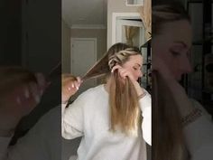 Faux French Braid! If you’re having trouble nailing the French braid, try this hack instead! 💁‍♀️ Split your hair in half so that you have an equal amount o... #howtofrenchbraid How To French Braid Your Own Hair Steps, Faux French Braid Hairstyles, Faux Dutch Braid Pigtails, Faux French Braid Tutorials, Easy Faux French Braid, Mock French Braid, Lazy French Braid, Easy Fake French Braid, Faux Dutch Braid Tutorial