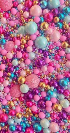 colorful balls and glitters are mixed together