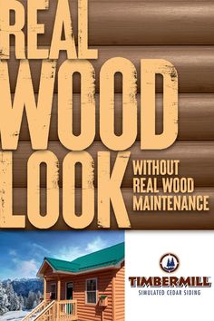 A log cabin with a real wood look without real wood maintenance. Check out Timbermill Vinyl Siding for more product information. Exterior Wood Trim, Chapel Conversion, Woodwork Plans, Sunset House, Mobile Home Exteriors, Aquatic Art, Space Organization, Log Cabin Ideas, Framing Construction