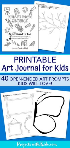 This art journal for kids will spark creativity and fun! 40 printable open-ended art prompts that kids will love to do. A low-prep art idea! Drawing Journal Prompts, Drawing Journal Ideas, Journal Ideas For Kids, Kids Art Journal, Preschool Drawing, Creativity Projects, Kids Sketchbook, Creativity Prompts, Sketchbook Prompts